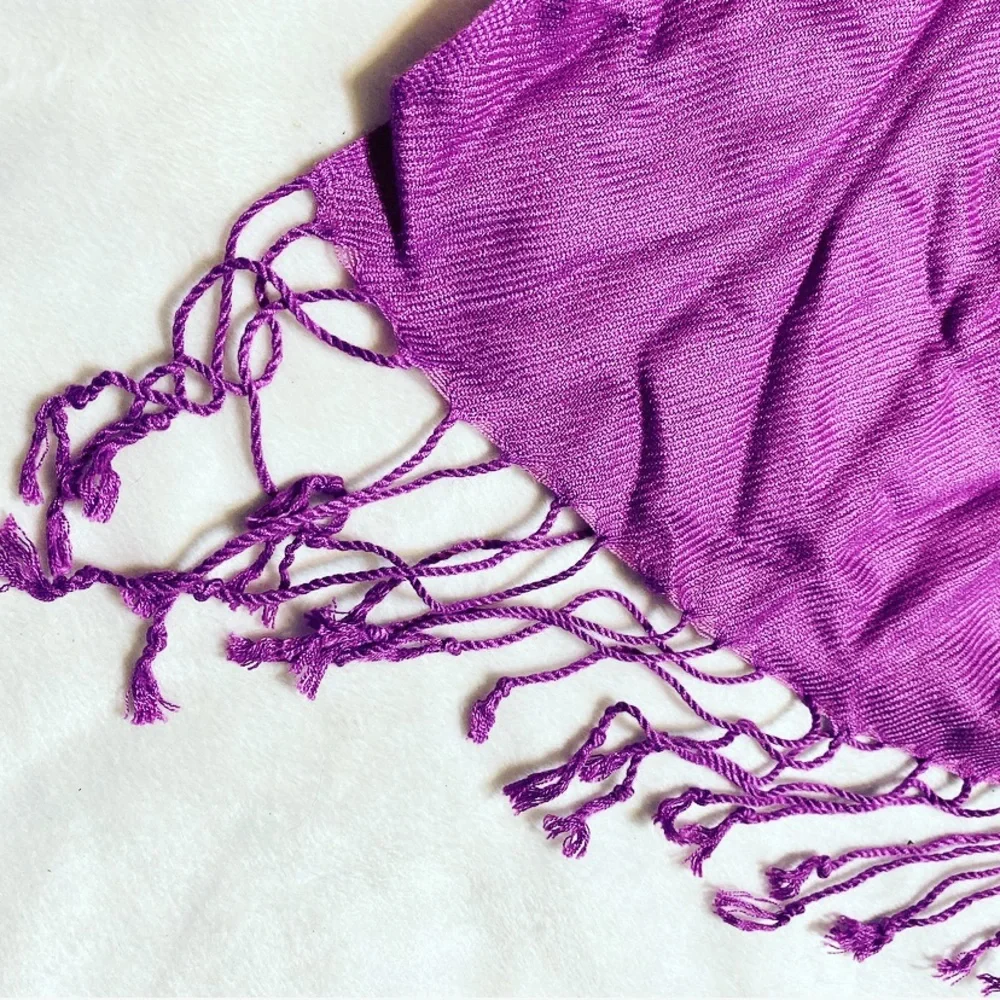 Rich Lilac Tassel Ended Fashion Scarf